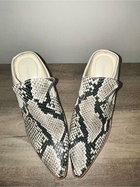 Gianni Bini Snakeskin Print Western Mules
